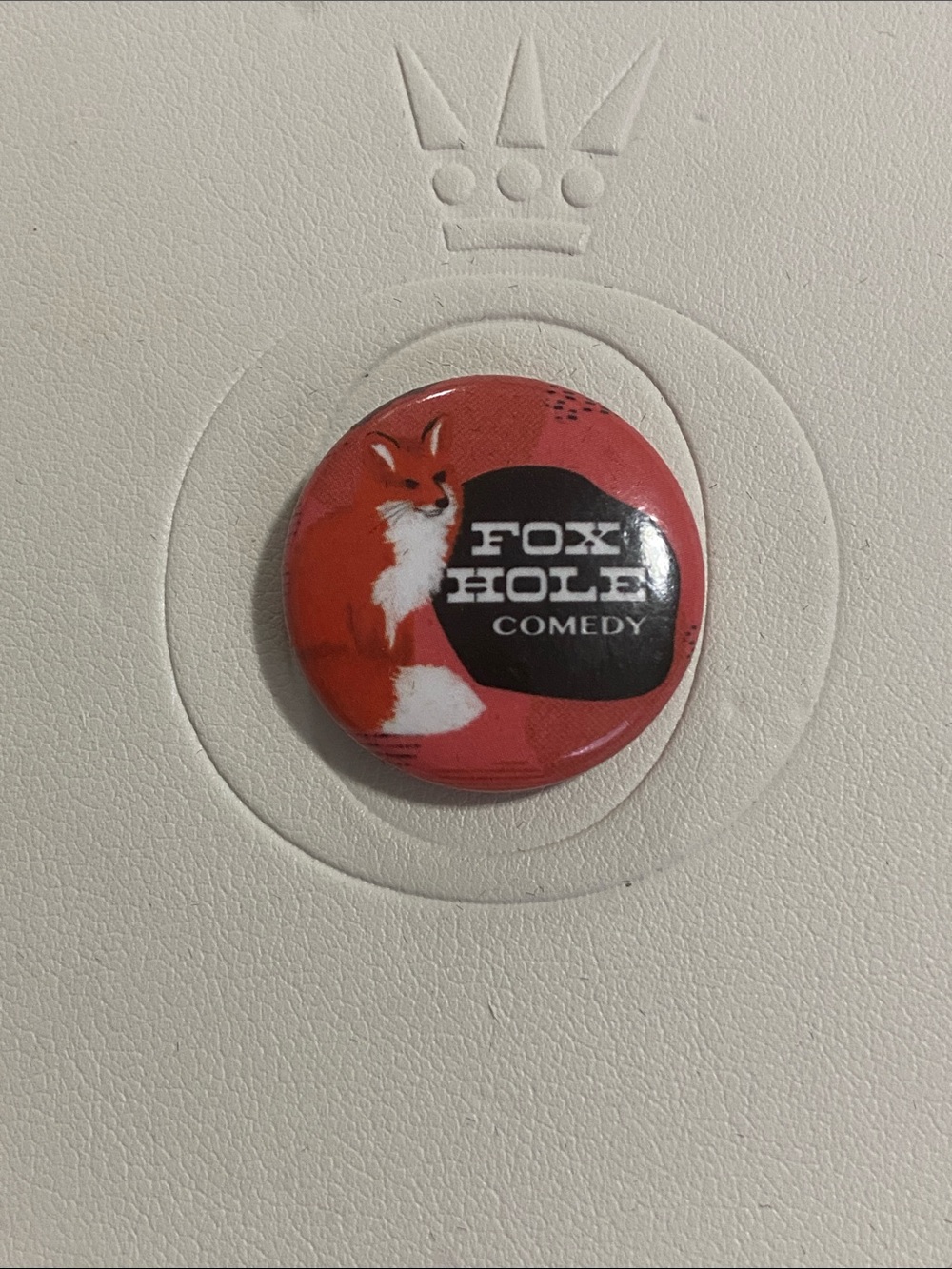 Fox Hole Comedy Red Pinback Button